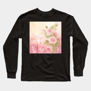 Rose Watercolor Graphic Shabby Chic Vintage Pink Rose Design, Floral Shabby Chic Home Decor Items, Apparel & Gifts Long Sleeve T-Shirt